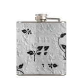 パーソナライズされた抽象芸術ブラックとホワイト花模様 フラスク (裏面)