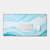 パーソナライズされた抽象芸術ブルーウォーター色大型ノートパソコン デスクマット (キーボード&マウス)