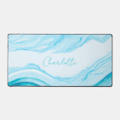 パーソナライズされた抽象芸術ブルーウォーター色大型ノートパソコン デスクマット (正面)