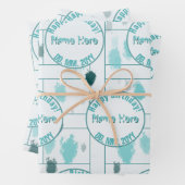 パーソナライズされた抽象芸術ブルーグレーグリーンカラスプラッシュ ラッピングペーパーシート (インサイチュ)