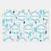 パーソナライズされた抽象芸術ブルーグレーグリーンカラスプラッシュ ラッピングペーパーシート (正面)