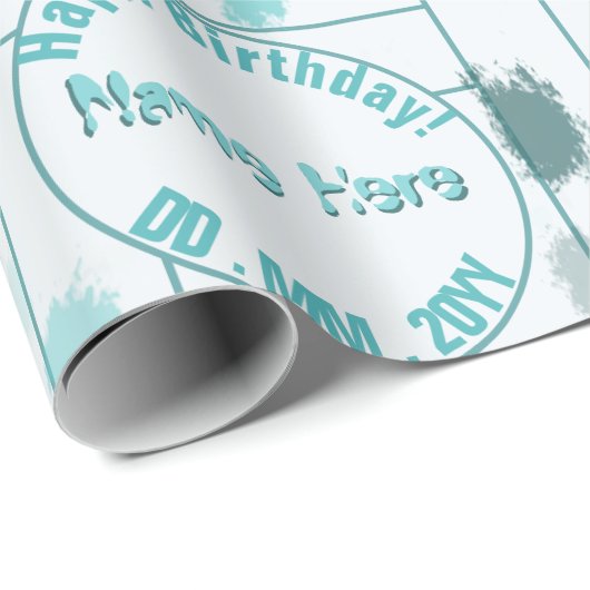 パーソナライズされた抽象芸術ブルーグレーグリーンカラスプラッシュ ラッピングペーパー (ロールコーナー)