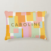 パーソナライズされた抽象芸術幾何学色ブロックパステル アクセントクッション (正面)
