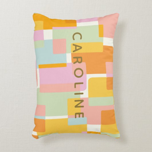 パーソナライズされた抽象芸術幾何学色ブロックパステル アクセントクッション (正面(垂直))