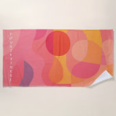 パーソナライズされた抽象芸術旋回ピンクオレンジ ビーチタオル (正面)