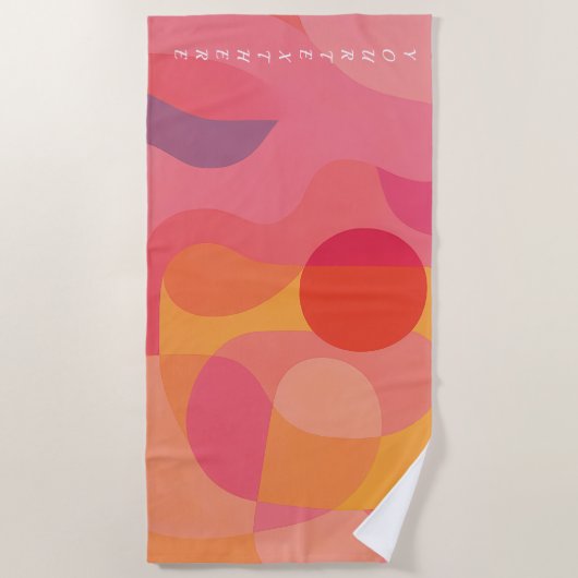 パーソナライズされた抽象芸術旋回ピンクオレンジ ビーチタオル (正面)