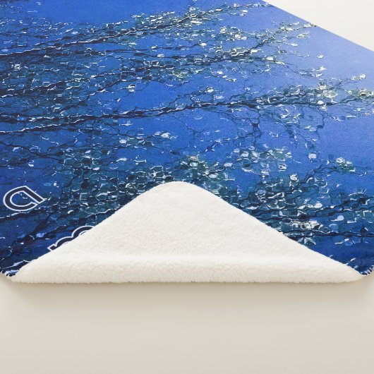 パーソナライズされた抽象芸術青アイシー シェルパブランケット (3/4)