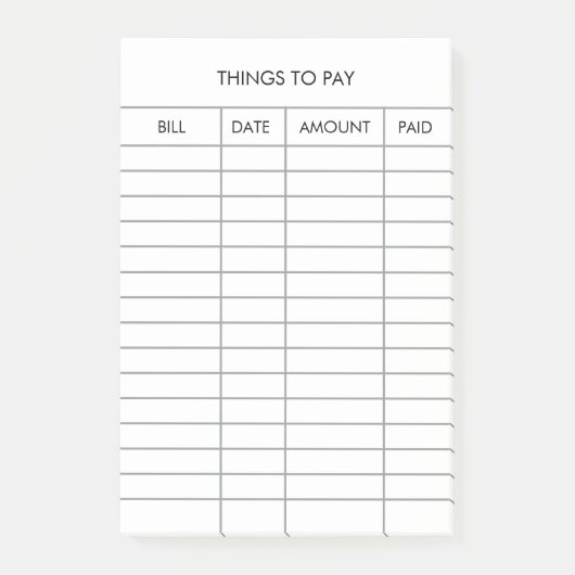 パーソナライズされた支払トラッカー事後通知 ポストイット (正面)