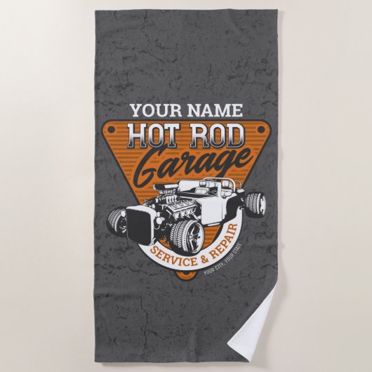 パーソナライズされた改造車庫 ビーチタオル (正面)