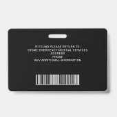 パーソナライズされた救急医療隊員EMS EMTロゴ写真IDカード バッジ (裏面)