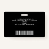 パーソナライズされた救急医療隊員EMS EMTロゴ写真IDカード バッジ (裏面)