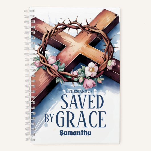 パーソナライズされた救Grace Christian Journal ノートブック (正面)