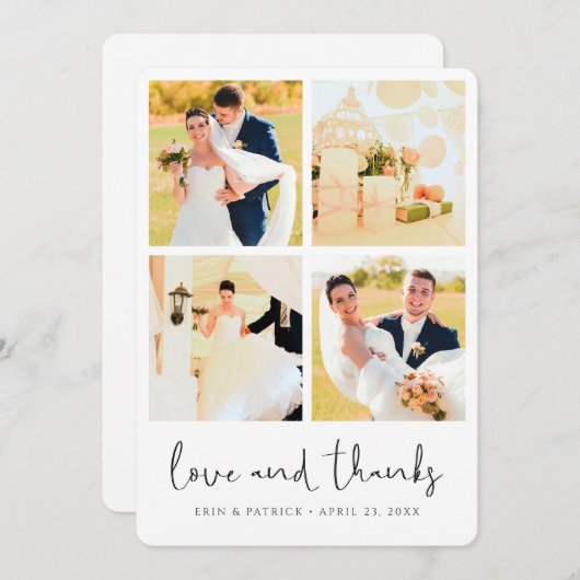 パーソナライズされた数々のコラージュ結婚の サンキューカード (正面/裏面)