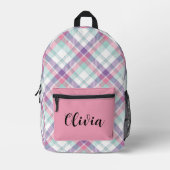 パーソナライズされた数々の色の格子板 プリントバックパック (正面)