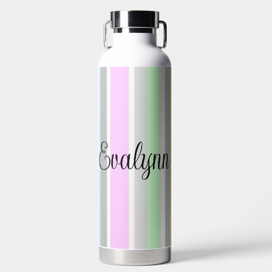 パーソナライズされた数々の色ストライプ ウォーターボトル (正面)