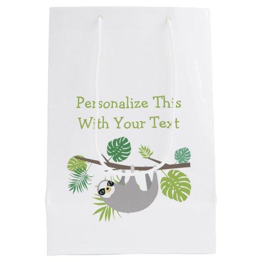 パーソナライズされた文字おもしろいぶら下がったズスロッス ミディアムペーパーバッグ (裏面)