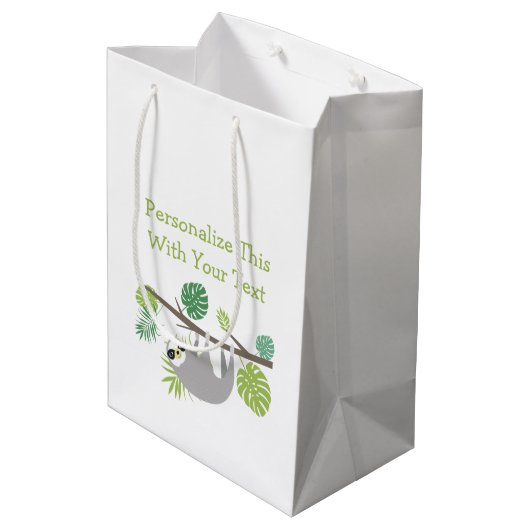 パーソナライズされた文字おもしろいぶら下がったズスロッス ミディアムペーパーバッグ (裏面アングル)