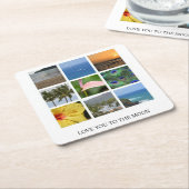 パーソナライズされた文字とフォトコラージュハワイ結婚州 スクエアペーパーコースター (アングル)