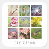パーソナライズされた文字と写真のコラージュ スクエアシール (正面)