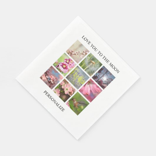 パーソナライズされた文字と写真のコラージュ スタンダードランチョンナプキン (角)