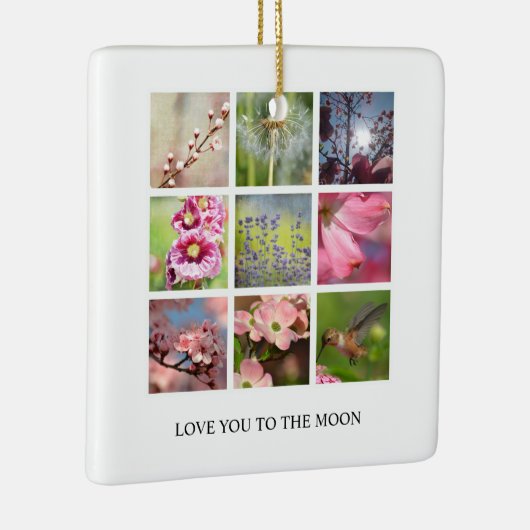 パーソナライズされた文字と写真のコラージュ セラミックオーナメント (右)
