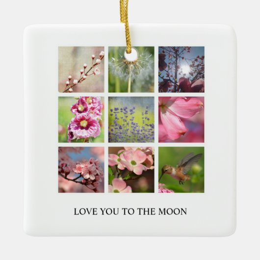 パーソナライズされた文字と写真のコラージュ セラミックオーナメント (正面)