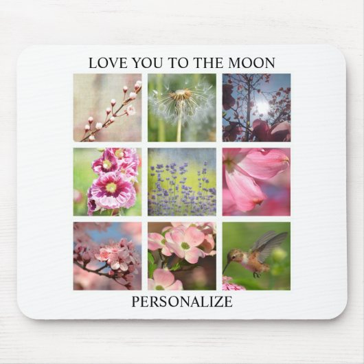 パーソナライズされた文字と写真のコラージュ マウスパッド (正面)