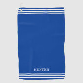 パーソナライズされた文字と3つのストライプオンブ王室のル ゴルフタオル (正面)