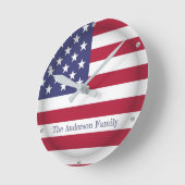 パーソナライズされた文字アメリカ誇りを持った国旗の国 ラウンド壁時計 (傾斜)