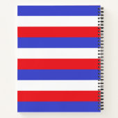 パーソナライズされた文字オンブルーレッドホワイトストライプズ ノートブック (裏面)