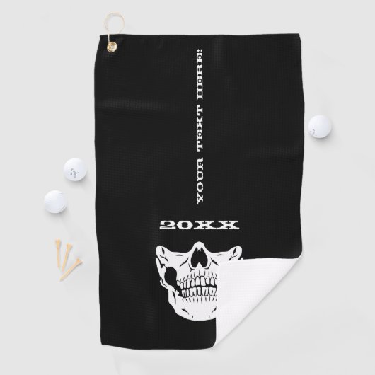 パーソナライズされた文字ブラックスカルハーフ顔マスクスタイル ゴルフタオル (インサイチュ)