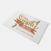 パーソナライズされた文字単に感謝祭賛美式 ドアマット (アングル)