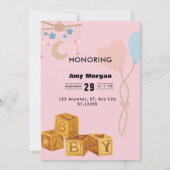 パーソナライズされた文字及び写真ベビーシャワー 招待状 (裏面)