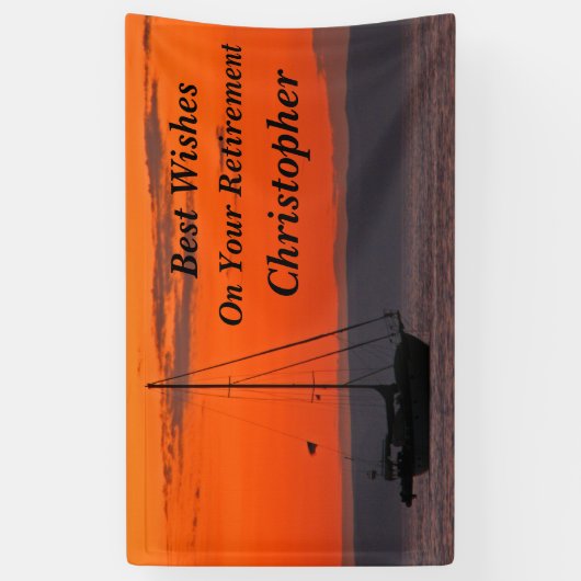 パーソナライズされた文字帆船退職の3行 横断幕 (縦)