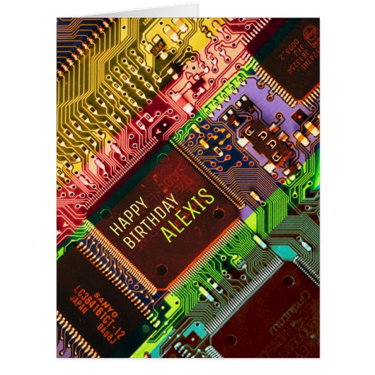 パーソナライズされた文字&フォトオタク系のおもしろい誕生日カード (正面)