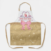 パーソナライズされた文字、水彩ハート、カップケーキ エプロン (正面)