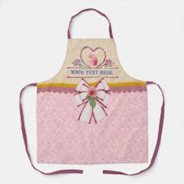 パーソナライズされた文字、水彩ハート、カップケーキ エプロン