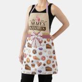 パーソナライズされた文字、水彩桃色のカップケーキとボウ エプロン (インサイチュ)
