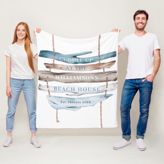 パーソナライズされた文字、沿岸流木ビーチテーマ フリースブランケット (インサイチュ)