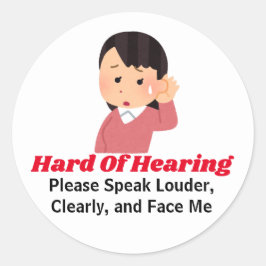 パーソナライズされた文字 – 聞く懸命のある女の子 ラウンドシール