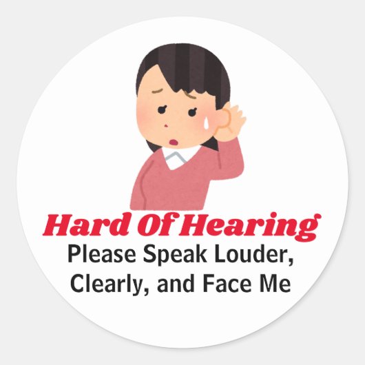 パーソナライズされた文字 – 聞く懸命のある女の子 ラウンドシール (正面)