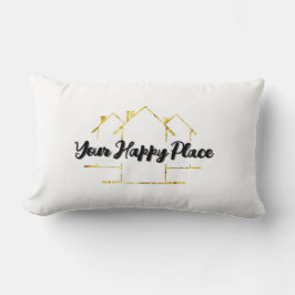 パーソナライズされた文字「Your Happy Place」 ランバークッション