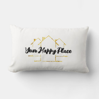 パーソナライズされた文字「Your Happy Place」 ランバークッション
