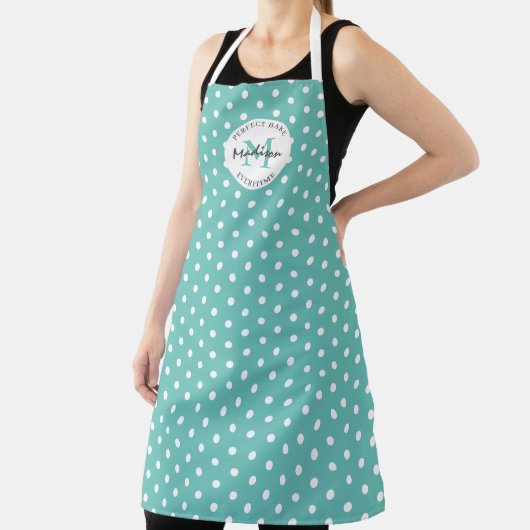 パーソナライズされた料理ヴィンテージティール（緑がかった色） エプロン (インサイチュ)