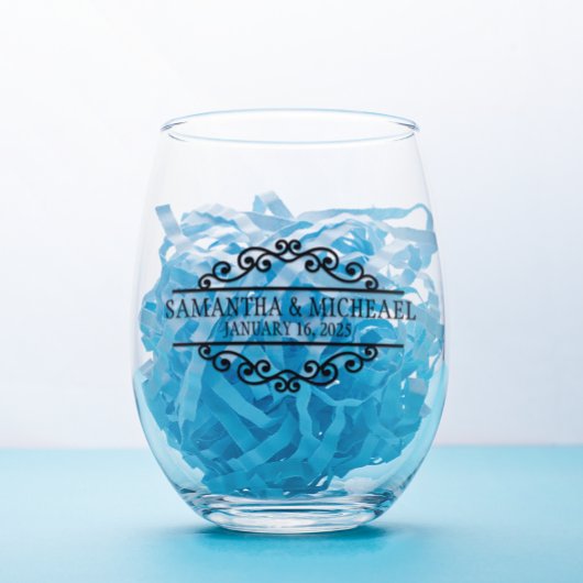 パーソナライズされた新婦結婚の ステムなしワイングラス