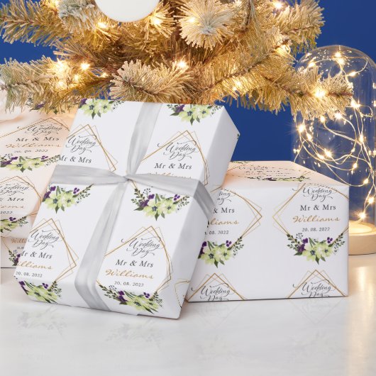 パーソナライズされた新婦結婚の ラッピングペーパー (クリスマス)