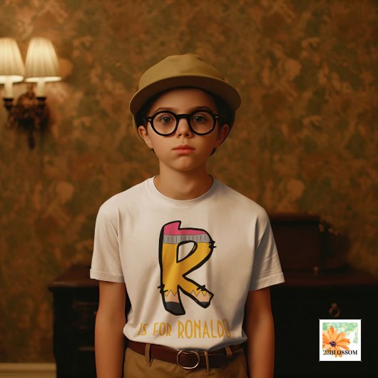 パーソナライズされた新学期アルファベットR Tシャツ