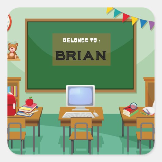 パーソナライズされた新学期シール スクエアシール (正面)