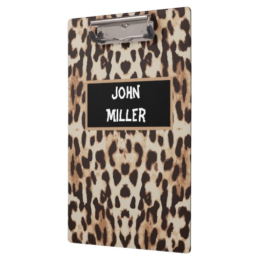 パーソナライズされた新学期ヒョウの皮 クリップボード (左)