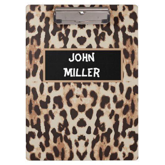 パーソナライズされた新学期ヒョウの皮 クリップボード (正面)